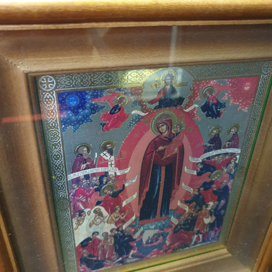 Икона "Всех скорбящих радость", в окладе, размер полотна 20х16см, современная. Картинка 2